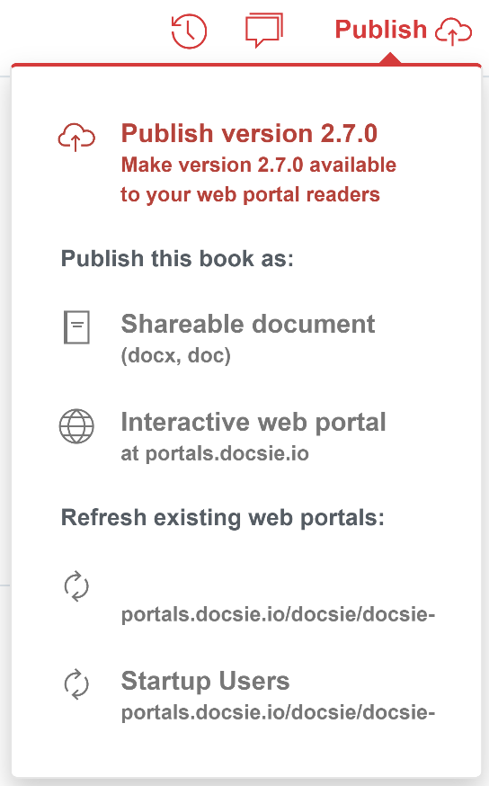 Publish Books and Shelves context menu in Docsie